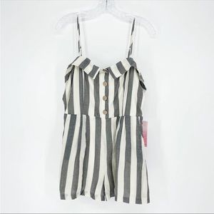 Boutique Fashion On Earth Sleeveless Stripe Cotton Romper Size Large
